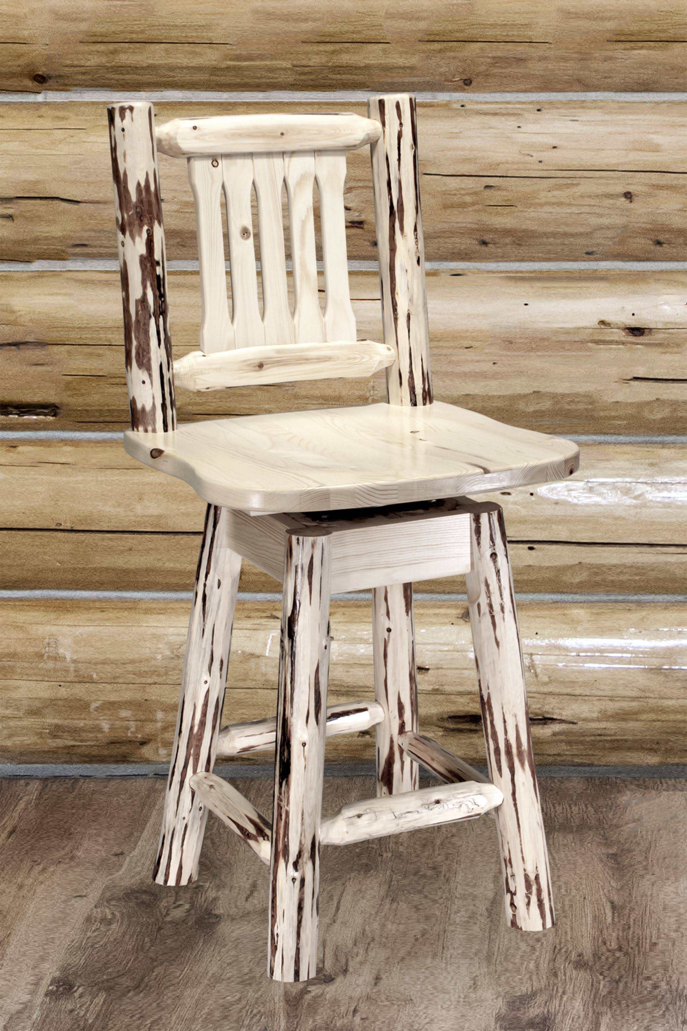 Montana Woodworks MWBSWSNRV24 Montana Collection Counter Height Barstool with Back u0026 Swivel Clear Lacquer