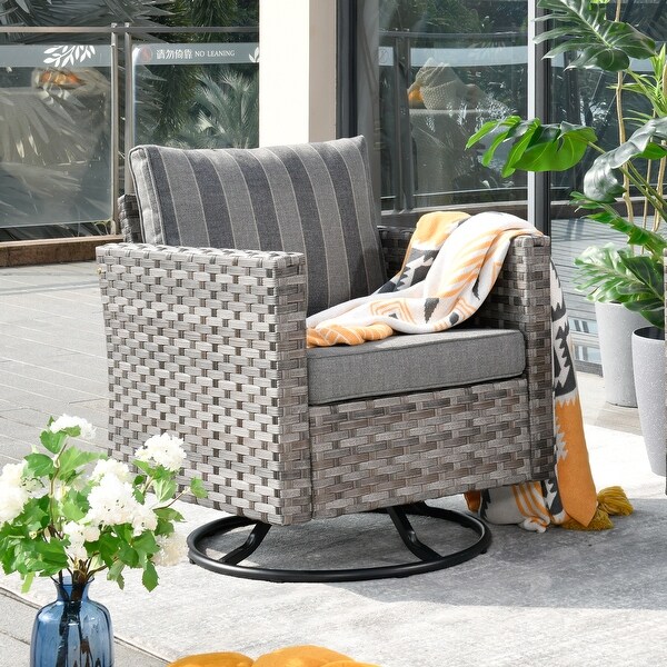 OVIOS Swivel Rocking Wicker Chair