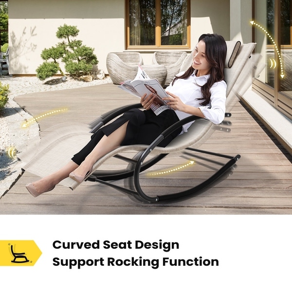 Pellebant Chaise Patio Rocking Chair with Pillow