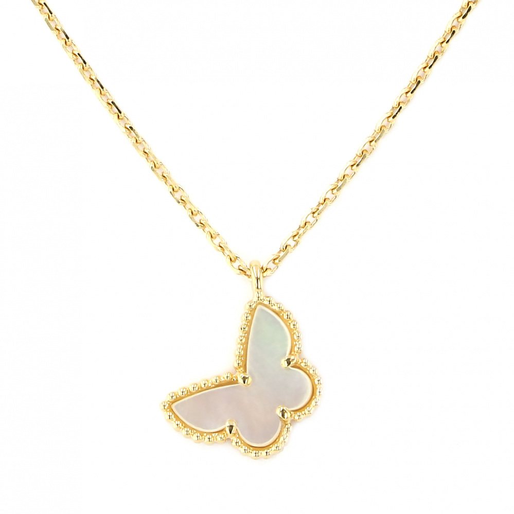 Van Cleef & Arpels Sweet Alhambra Papillon Necklace 18K Yellow Gold Diamond