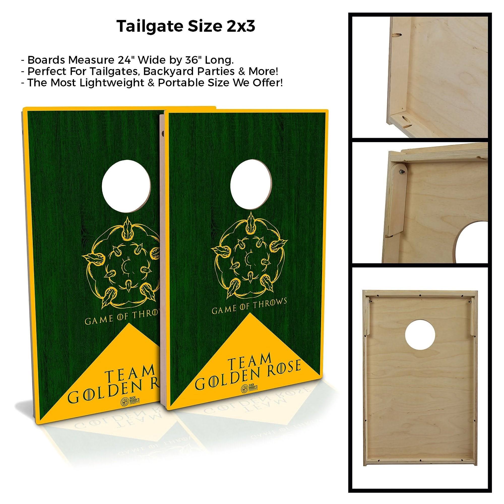 Skip&s Garage Team Golden Rose Solid Wood Cornhole Board Set, Size: Premium 2x4 (24 x 48), Multicolor