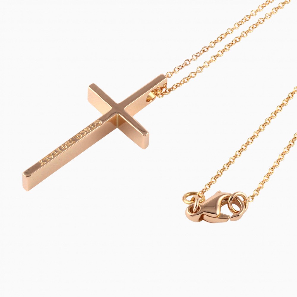 Tiffany & Co. Tiffany Cross K18PG Pink Gold Necklace