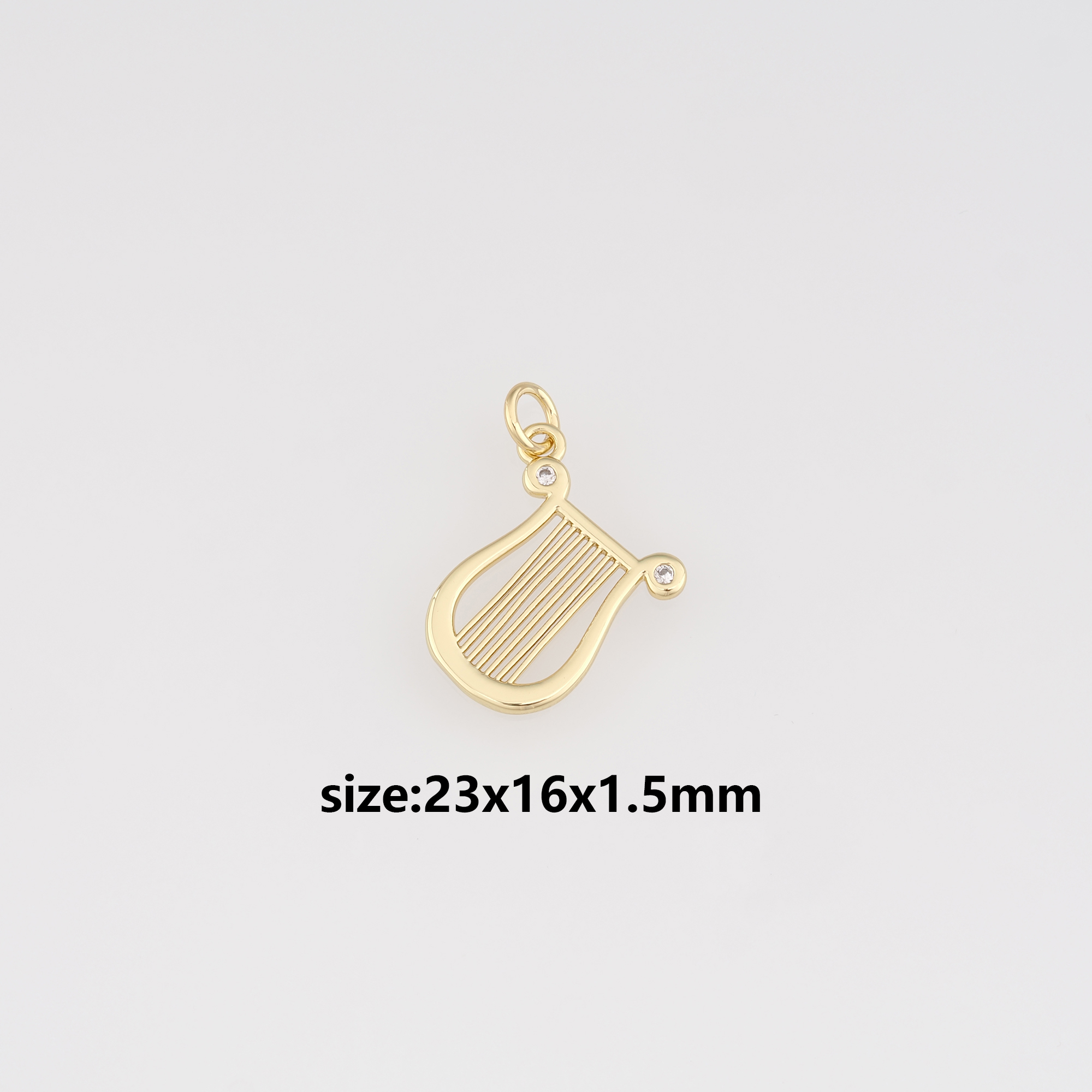 18K Gold Filled Harp Pendant,Dainty Harp Charm Earrings Necklace for DIY Jewelry Making Supply