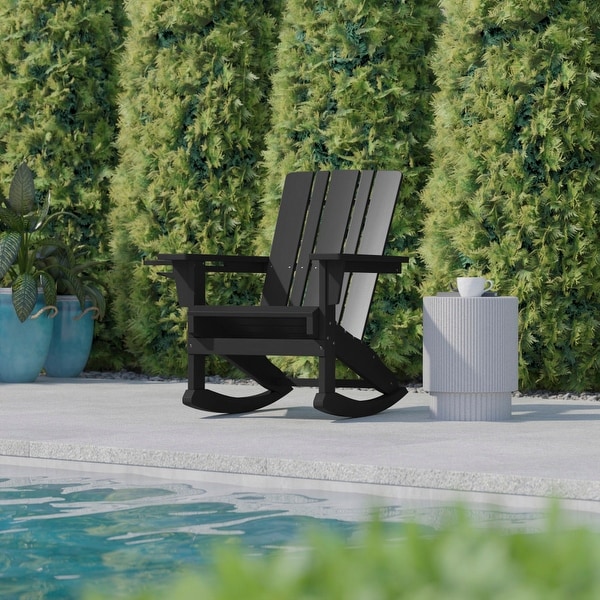 Commercial AllWeather Rocking Adirondack Chair with Swiveling Cupholder