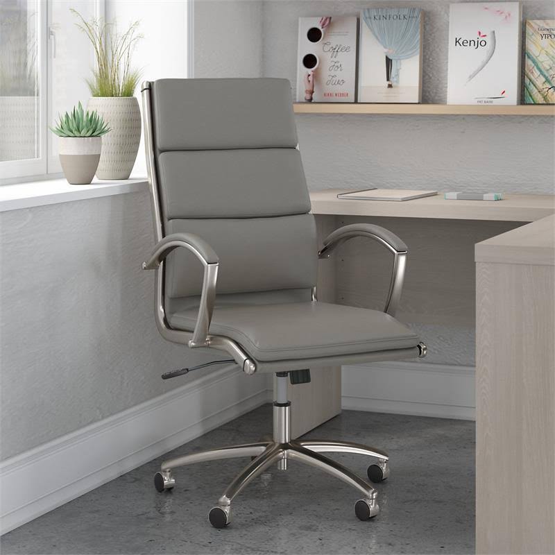 Salinas High Back Leather Executive Office Chair in Light Gray