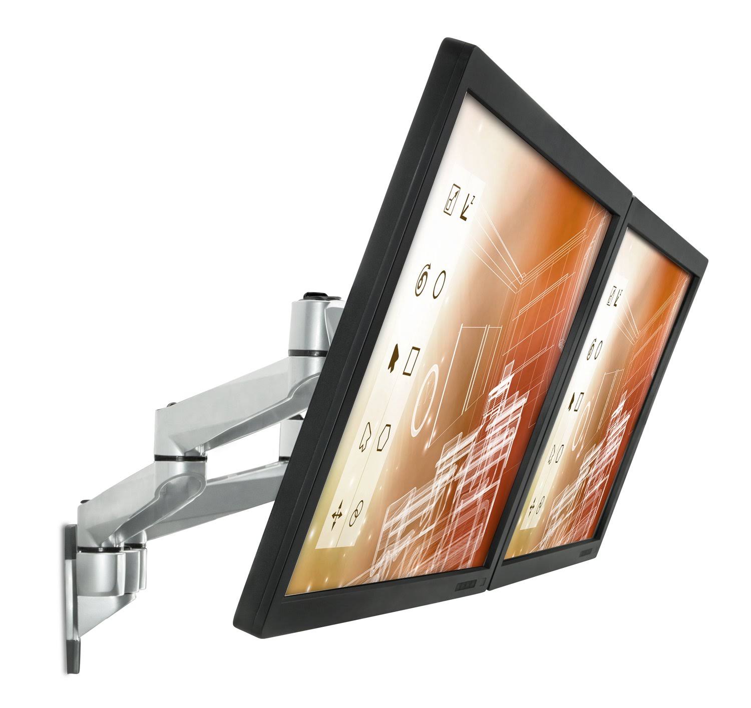 Articulating Dual Monitor Wall Mount | MI-43114 - Silver | Mount It!