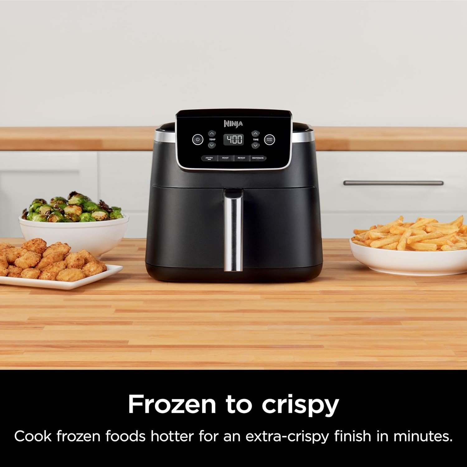 Air Fryer with Air Crisp | 5 QT Capacity fits up to 4lbs of Fries | 4-in-1 Pro Air Fry, Roast, Reheat, Dehydrate | 400°F Max Temp | 1750 Watts | W/Nonstick Basket & Crisper Plate