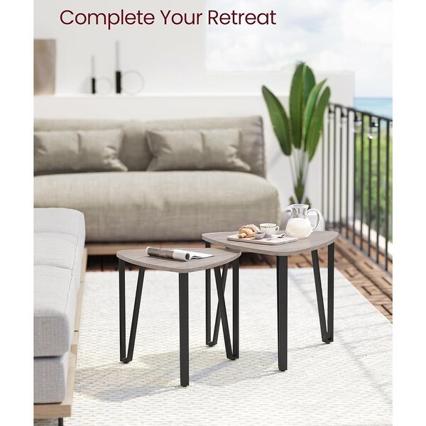 Stacking Side Coffee Tables,Heather Greige and Black End Tables