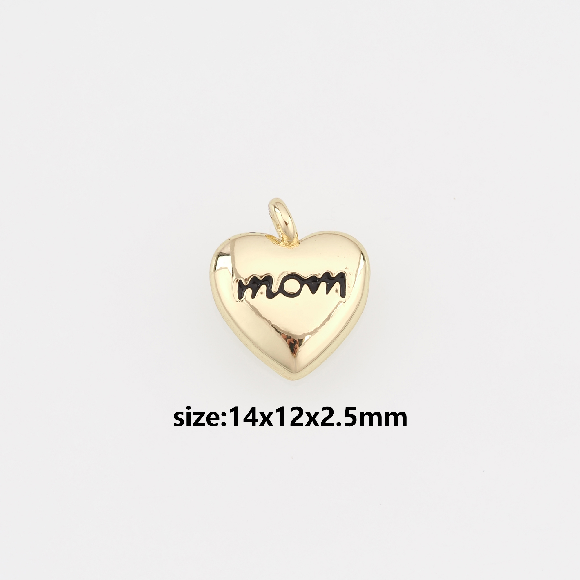 18K Gold Filled Heart Pendant,Enamel Heart Mom Charm Earrings Necklace for DIY Jewelry Making Supply