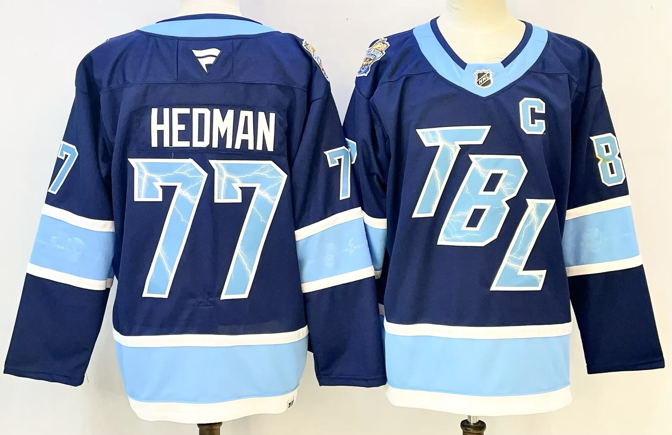 Men's Tampa Bay Lightning Victor Hedman #77 Fanatics Blue Premium Player Jersey