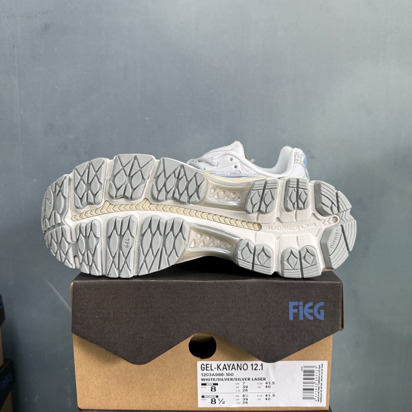 ASICS GEL-KAYANO 12.1 Running Shoes White/Silver/Silver Laser