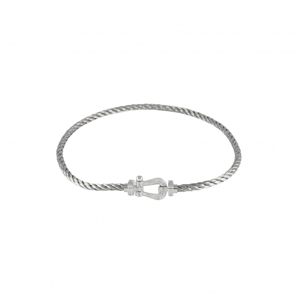 FRED Force 10 Lm Bracelet 18K White Gold & Stainless Steel Diamond 0B0050-6B0165