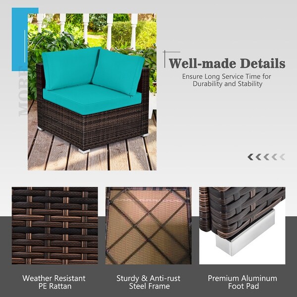 Costway 6PCS Patio Rattan Furniture Set Cushioned Sofa Coffee Table