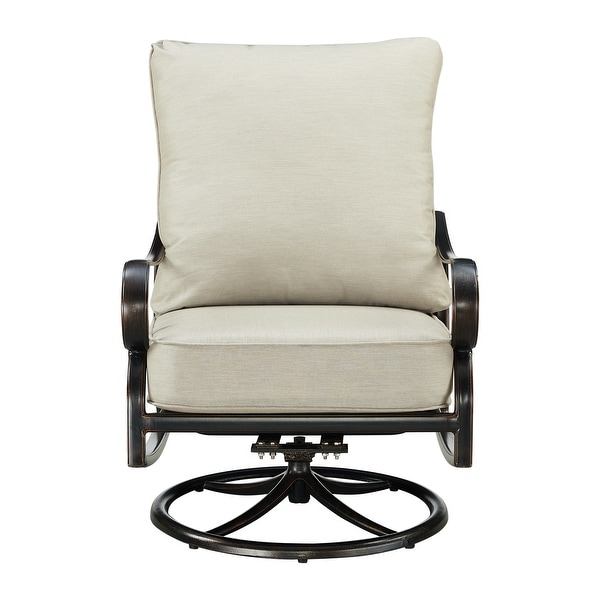 Pair of Black Aluminum Deep Seating Swivel Rocker Club Chairs with Cushions
