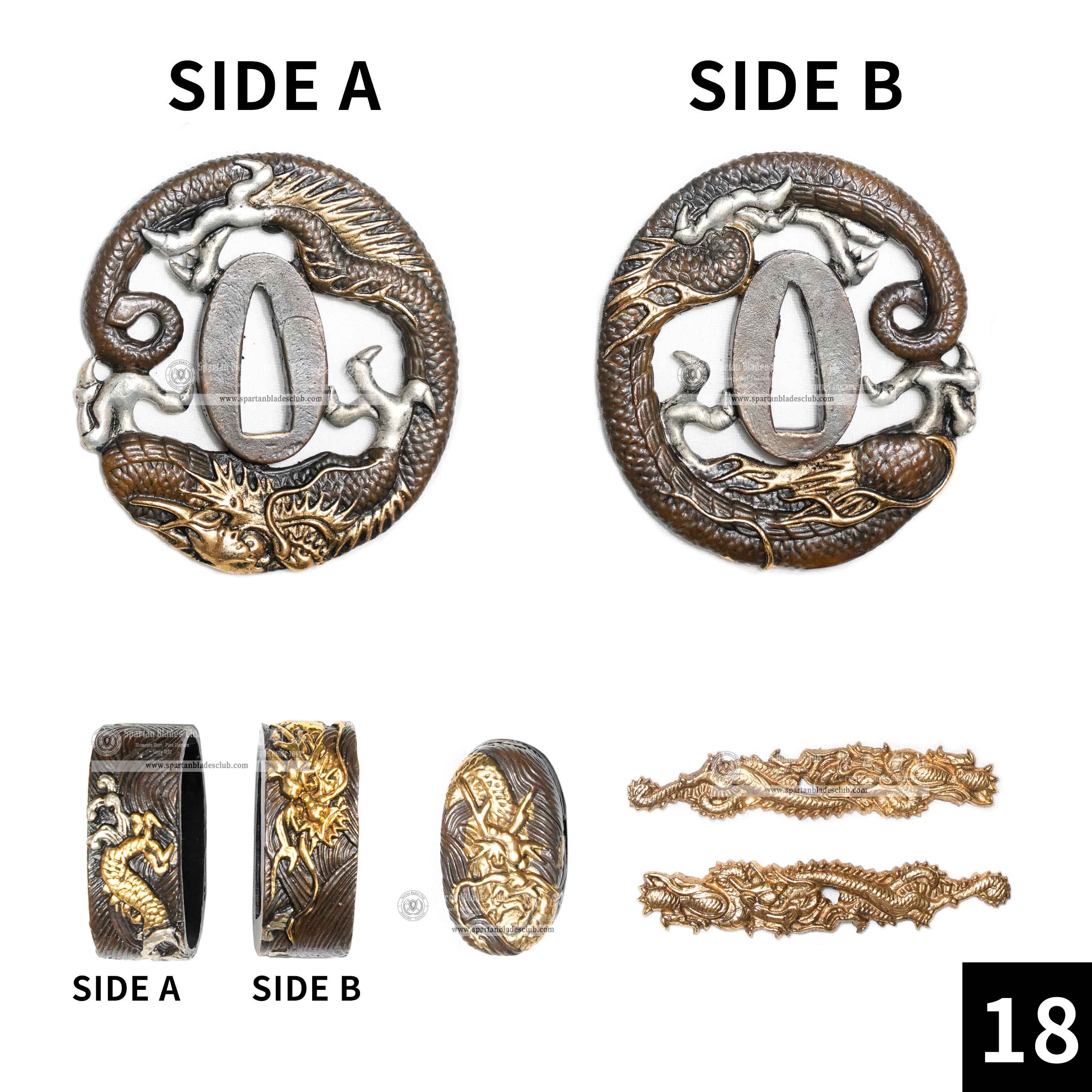 Custom Your Katana | Loong（Chinese Dragon） | Complete Set Fittings (Brass Gilded) | Spartan Blades Club | CHEN'S SWORDS 1892 - Spartan Blades Club - 陳氏劍莊1892