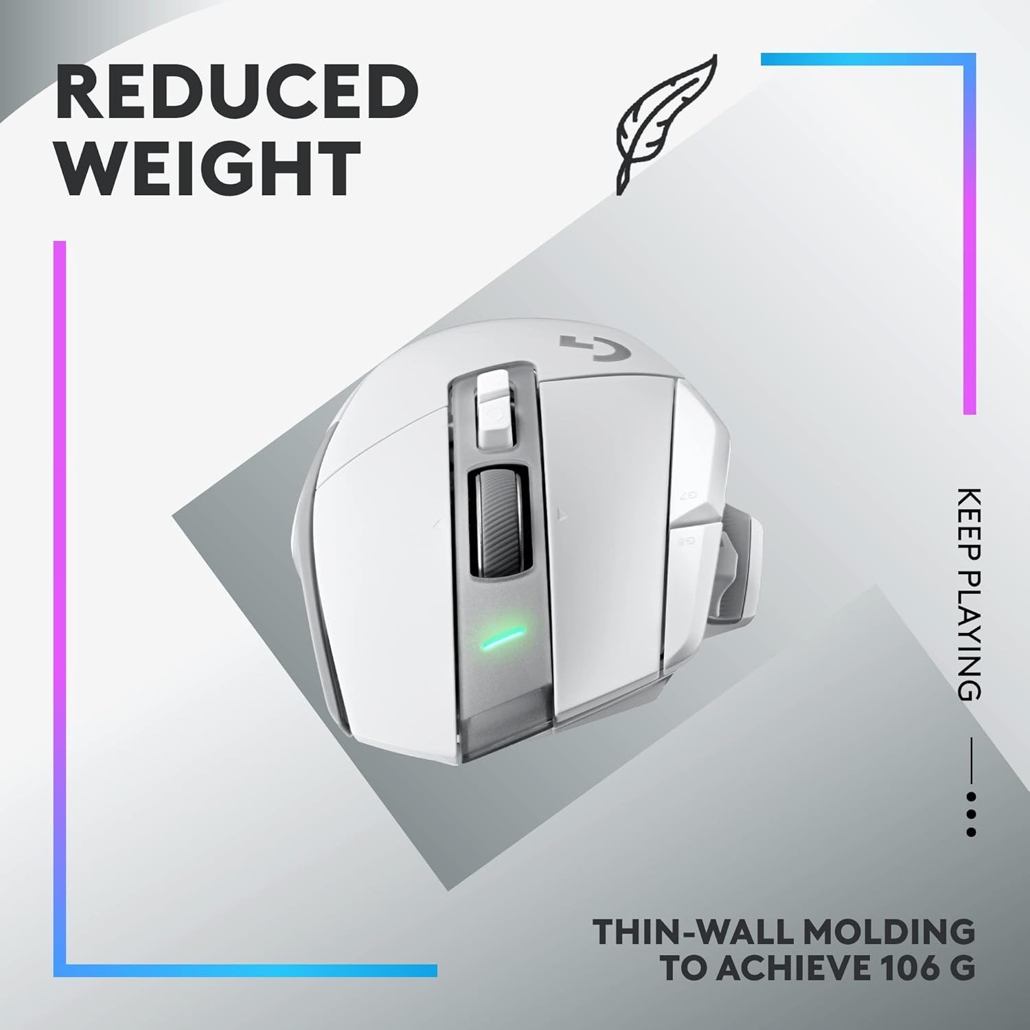 Wireless Gaming Mouse: Optical Switches, LIGHTSYNC RGB, 13 Buttons, Infinite Scroll Toggle, <130 hr Battery Life, USB-C, PowerPlay Wireless Charging Capable, for PC/MacOS - White