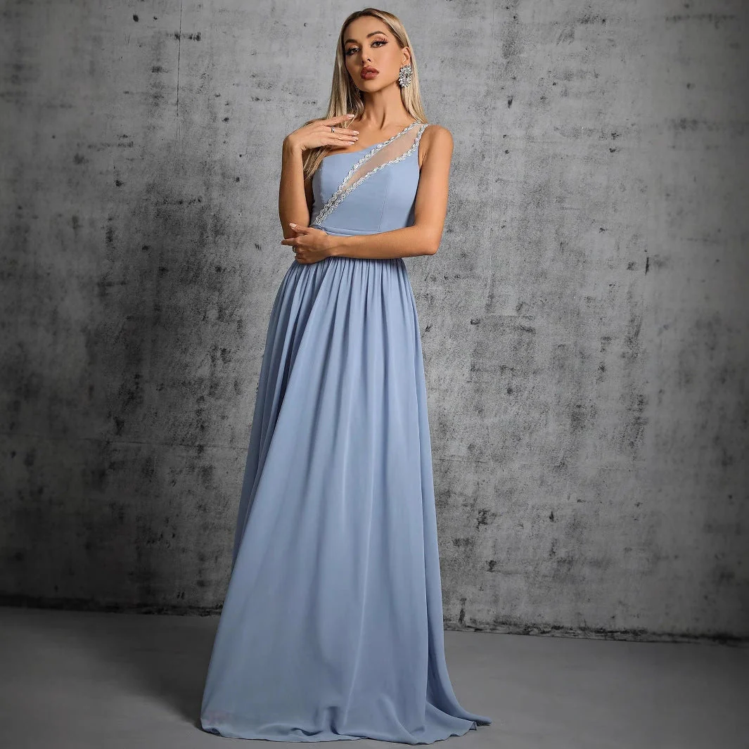 One Shoulder Ruched Maxi DressClistos