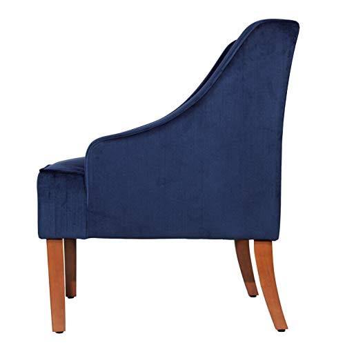 HomePop Velvet Swoop Arm Accent Chair, Navy