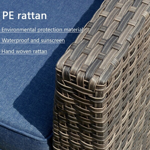 OVIOS Patio Furniture Deep Seat Wicker 9piece Set