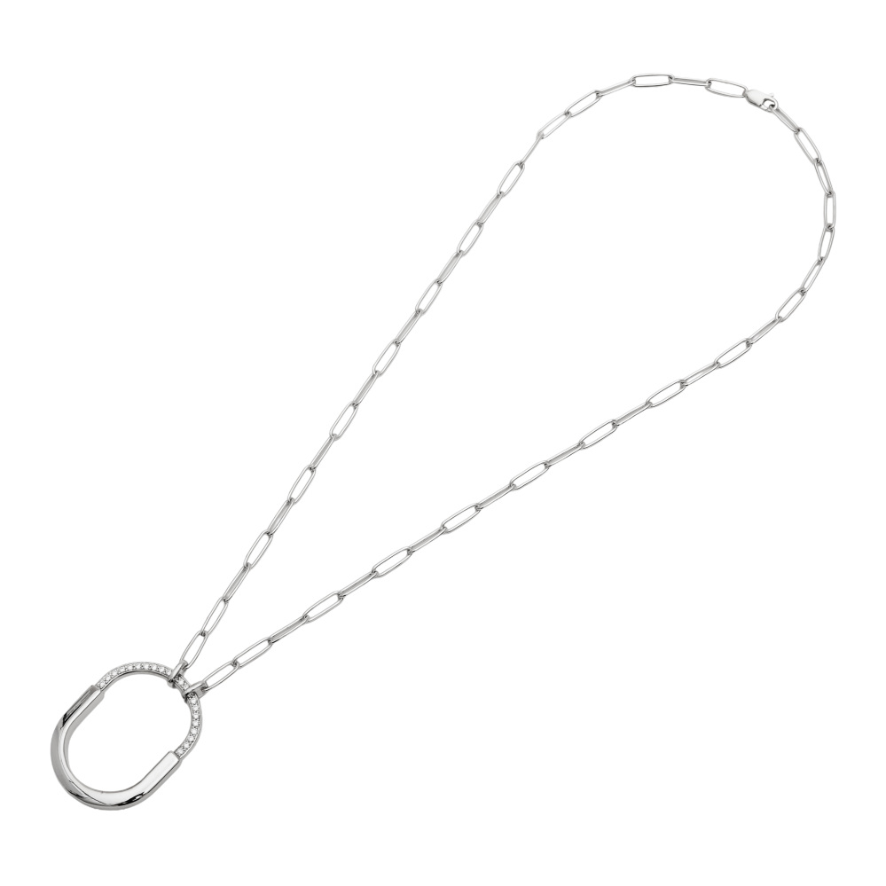 Tiffany & Co. Lock Necklace 18K White Gold Diamond 72342178