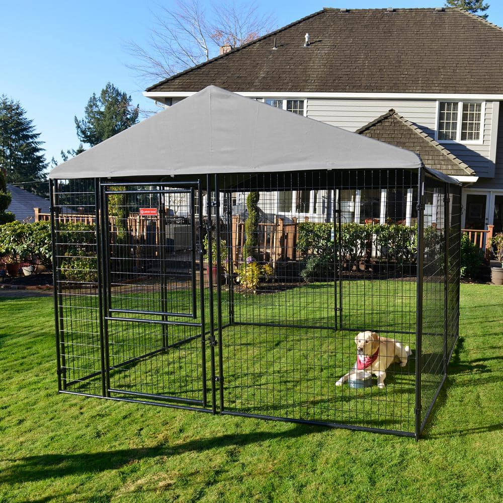 Lucky Dog STAY Series Presidential (Coverage Area – 0.0023 -Acres ) In-Ground Kennel (10 ft. x 10 ft. x 6 in. H) Steel Grey KPRM10-UR0310