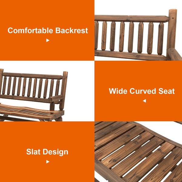 Outsunny 2Person Wooden Rocking Chair Rocker Bench with Relaxing Swinging Motion