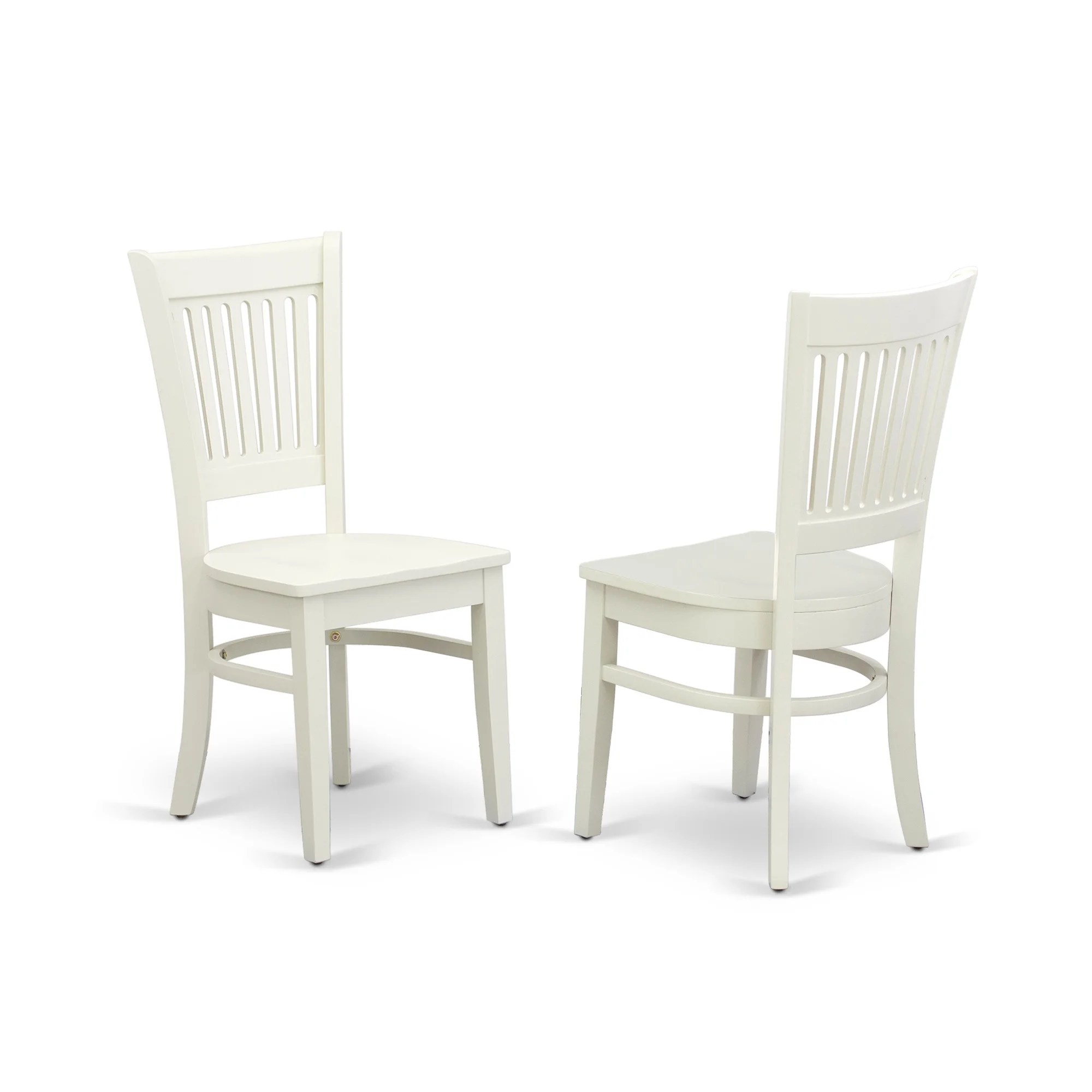 East West Furniture - HBVA5-LWH-W - 5-Pc Kitchen Table Set- 4 Dining Room Chairs and Modern Round Dining Table - Wooden Seat and Slatted Chair Back - Linen White Finish