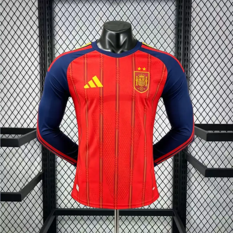 Two Stars Player Version 2026 World Cup Spain Home Jersey Long Sleeve