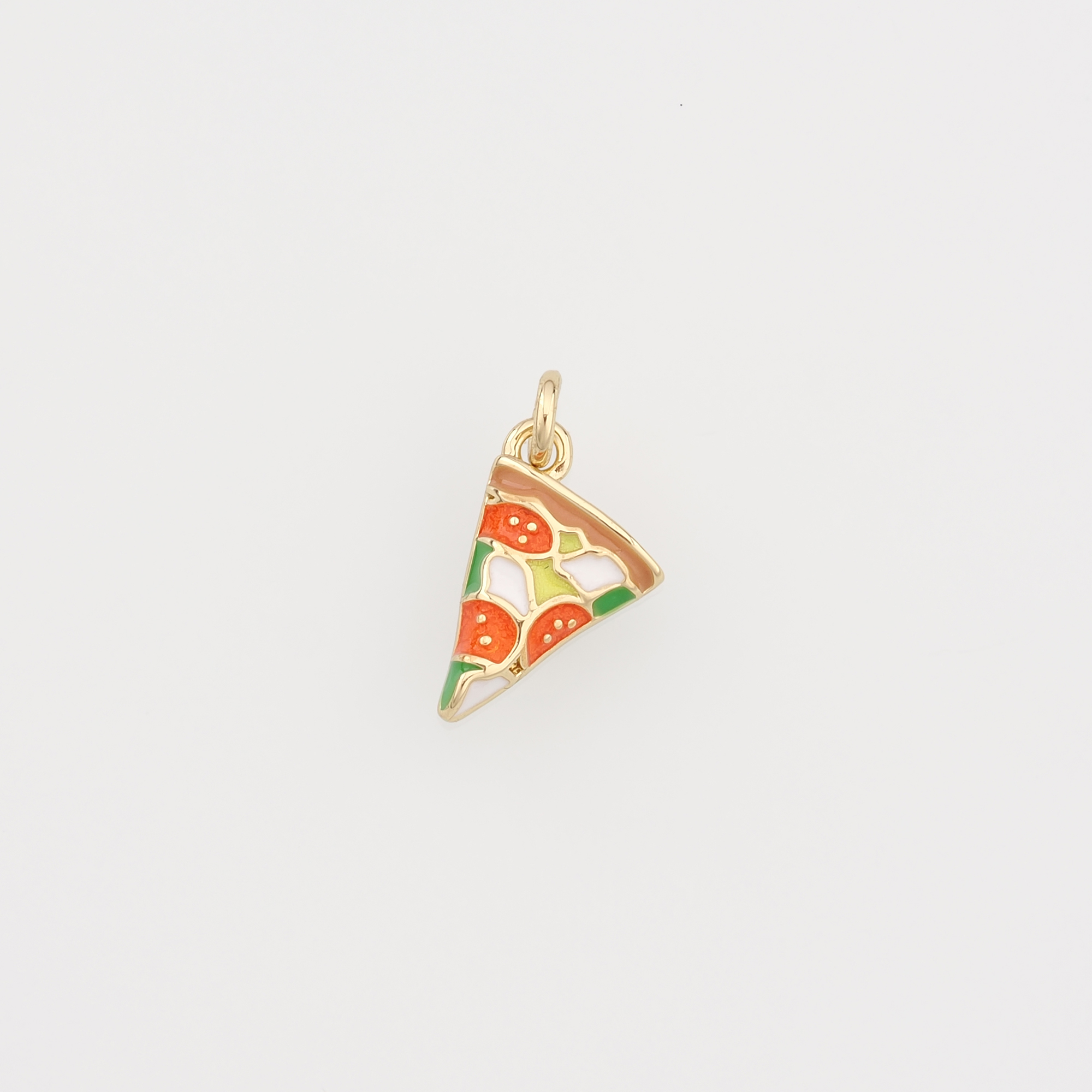 18K Gold Filled Pizza Pendant,Enamel Pizza Charm Earrings Necklace for DIY Jewelry Making Supply