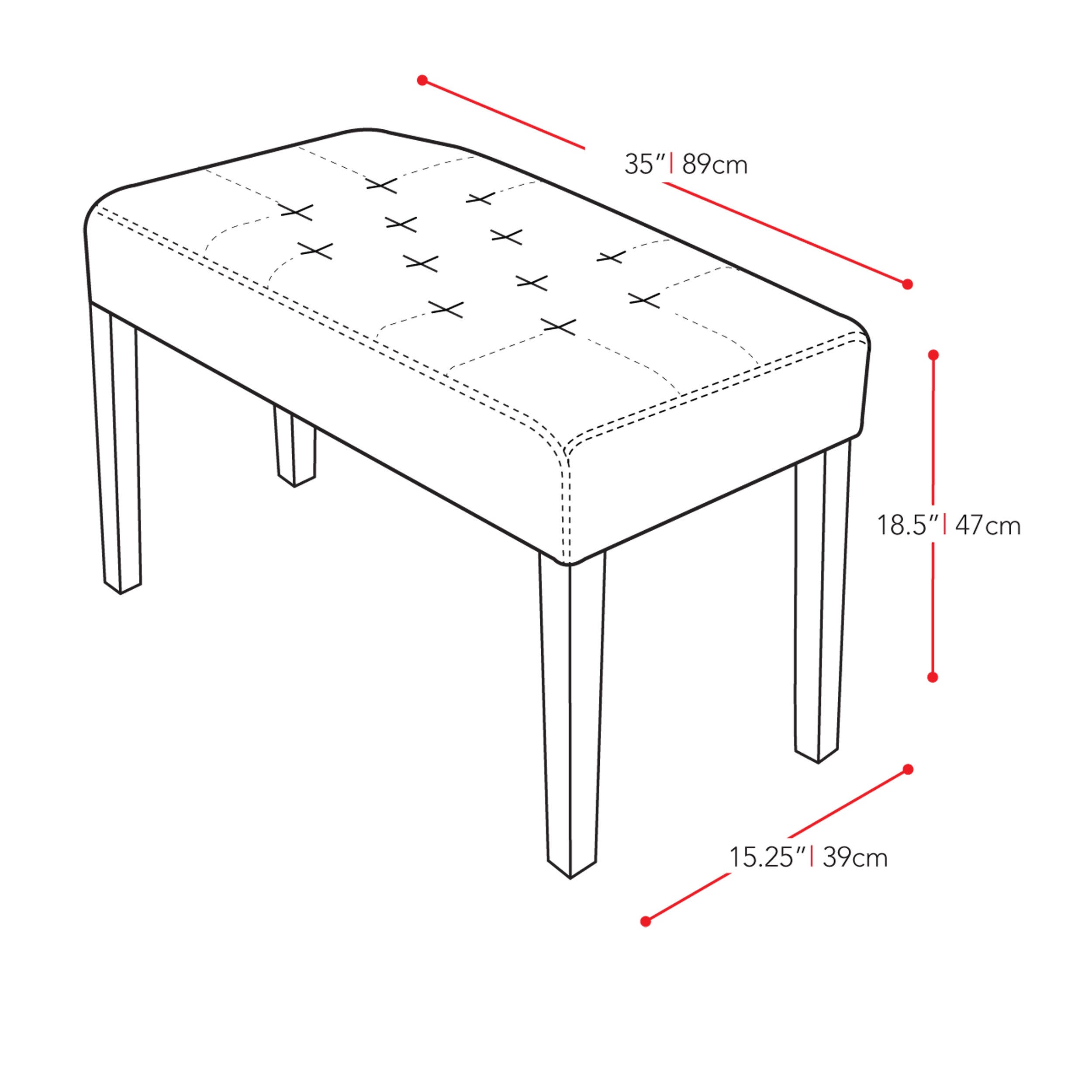 Copper Grove Vrbovsko 12-Panel Leatherette Bench - Brown