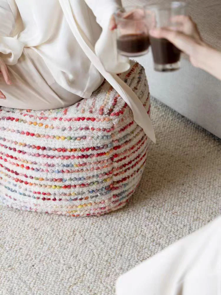 CH083 (Colored) - Handwoven Indian Pouf