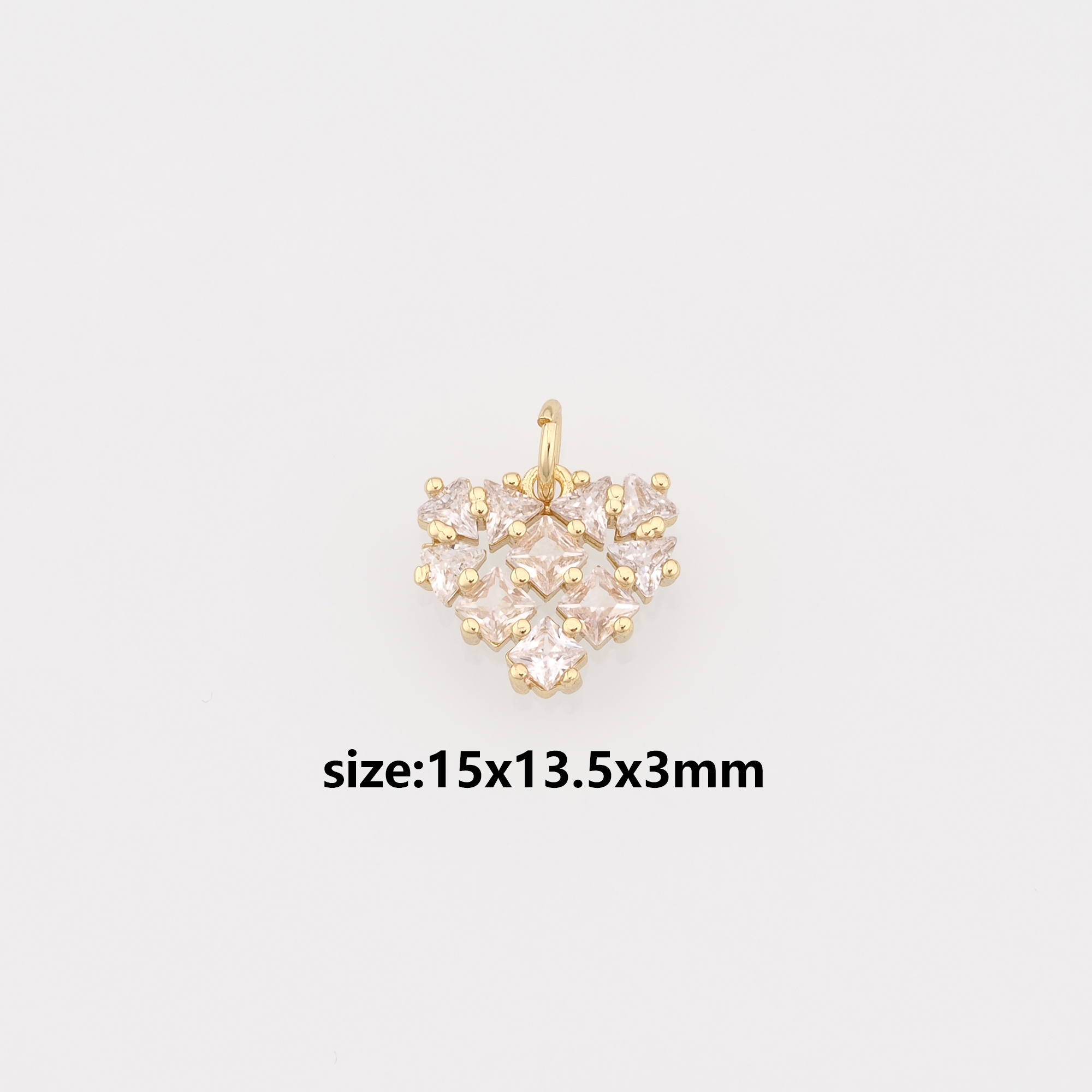 18K Gold Filled Heart Pendant,CZ Micro Pave Heart Charm Earrings Necklace for DIY Jewelry Making Supply