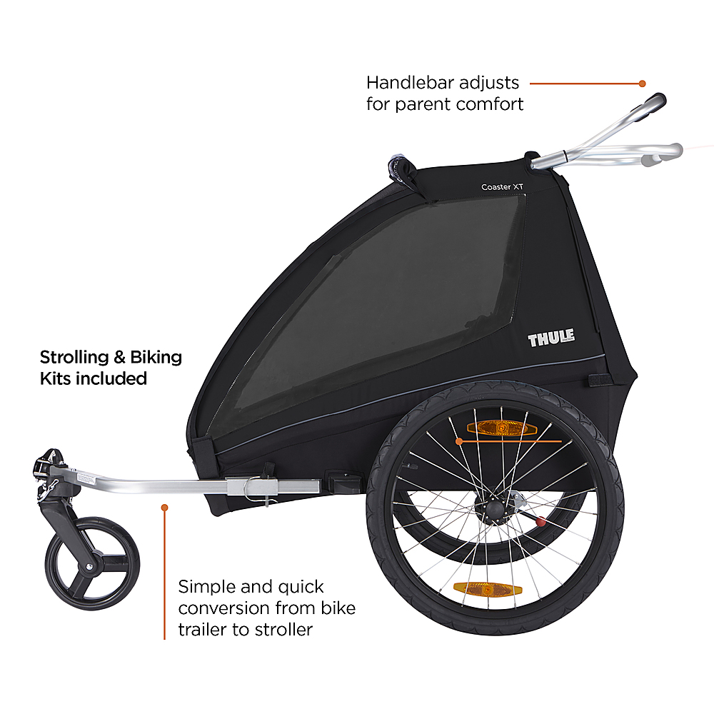 Thule - Coaster XT 2-Seat Bicycle Trailer and Stroller - Black