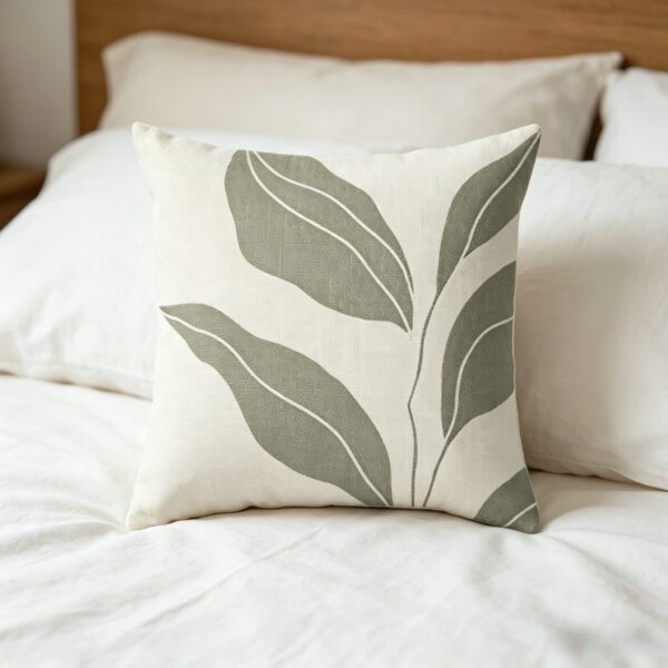 Nordic Abstract Green Leaf Decorative Throw Pillow with Insert