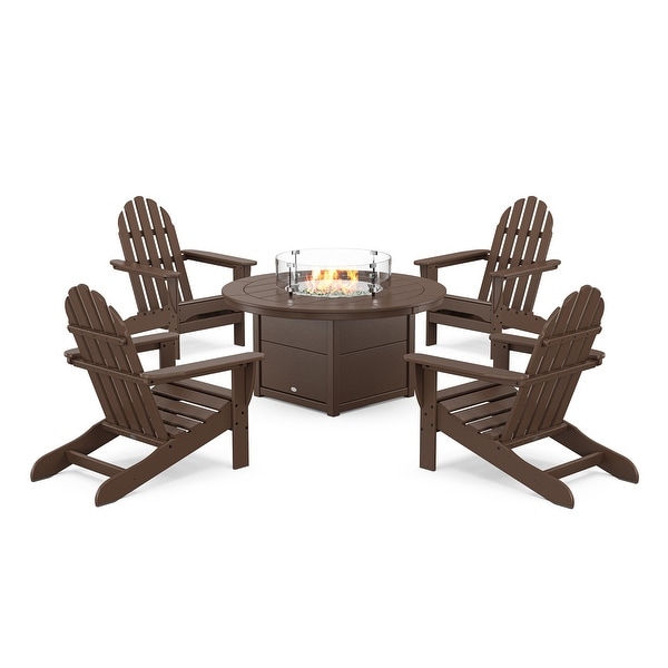 POLYWOOD Classic Adirondack 5Piece Conversation Set with Fire Pit Table