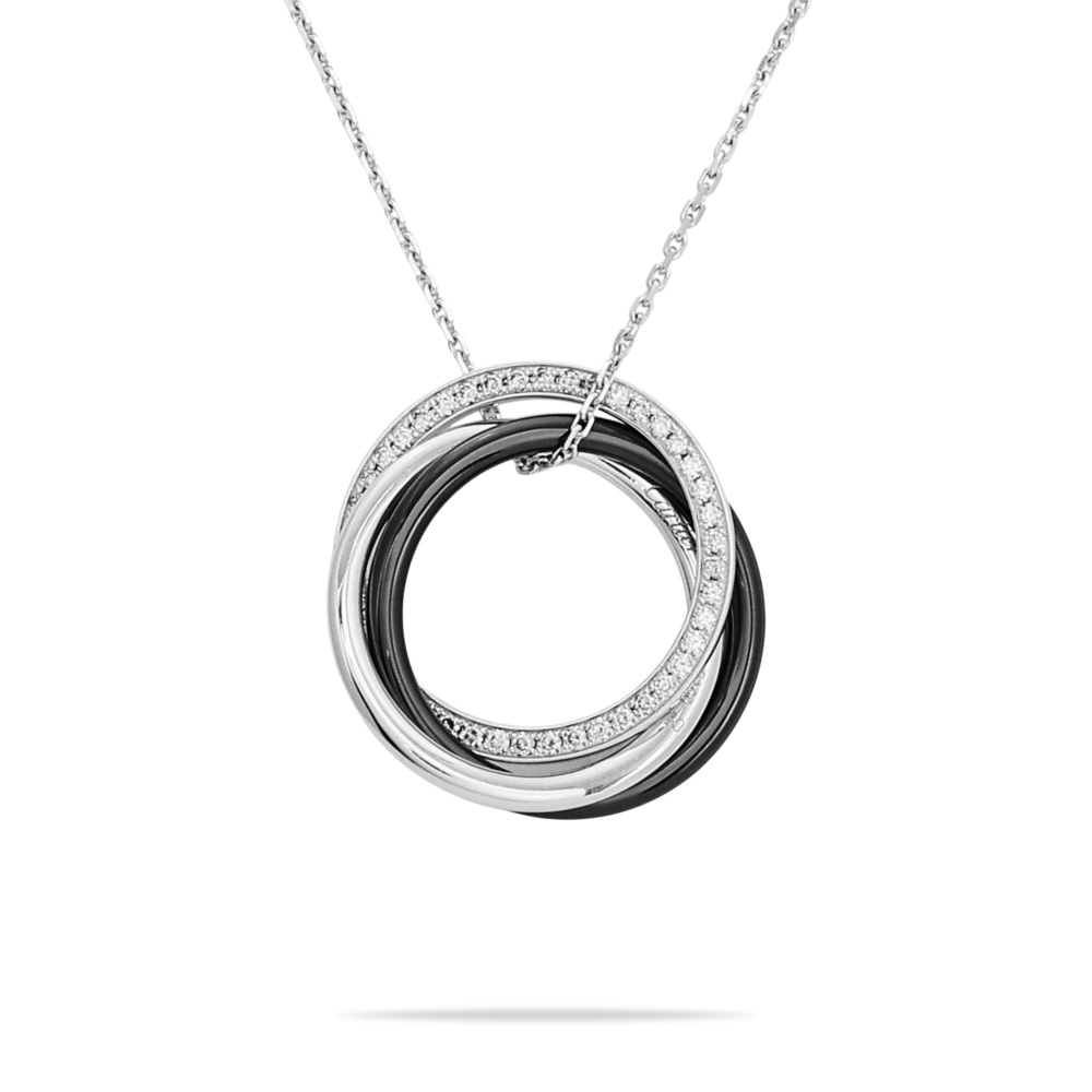 Cartier Trinity Necklace 18K White Gold & Ceramic Diamond B3045500