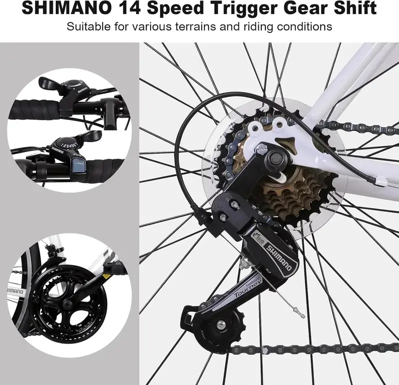 WEIZE 700C Road Bike – 14-Speed Shimano Commuter Bicycle with Drop Handlebars