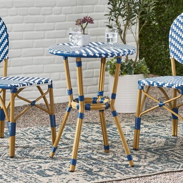 Outdoor aluminum rattan accent side table,for garden and patio