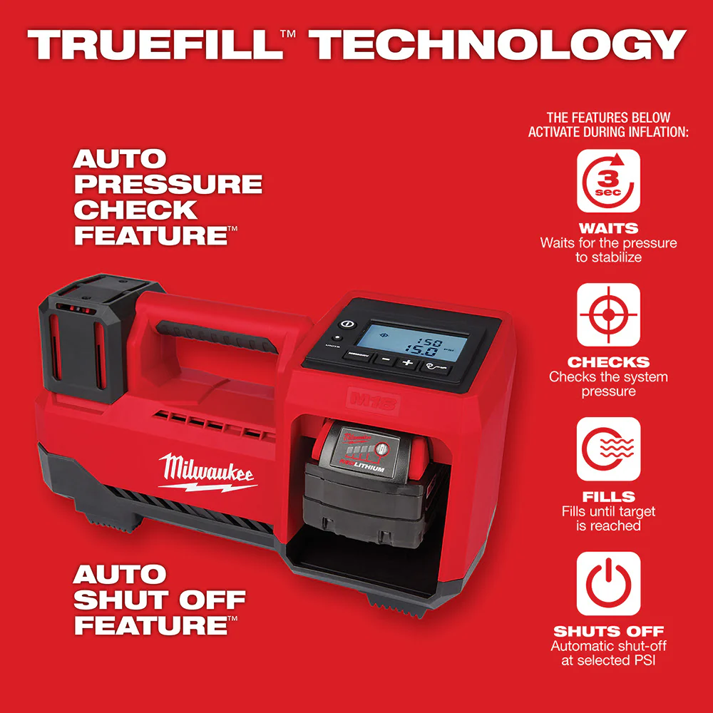 2026 Milwaukee 2848-20 M18 Compact Tire Inflator, Tool Only