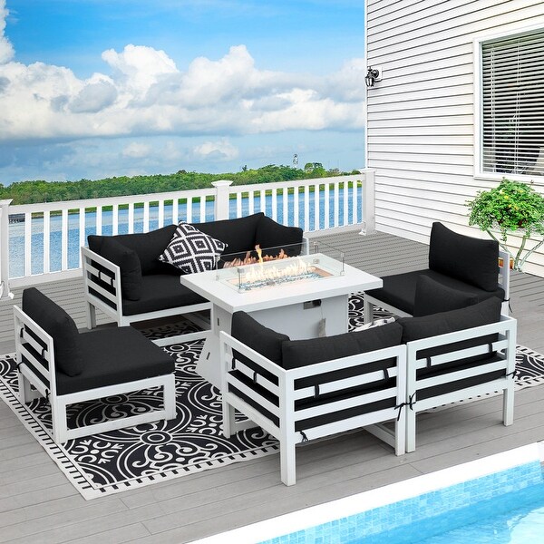 Nicesoul White Aluminum Modern Patio Furniture Sectional Sofa Set with Cushion