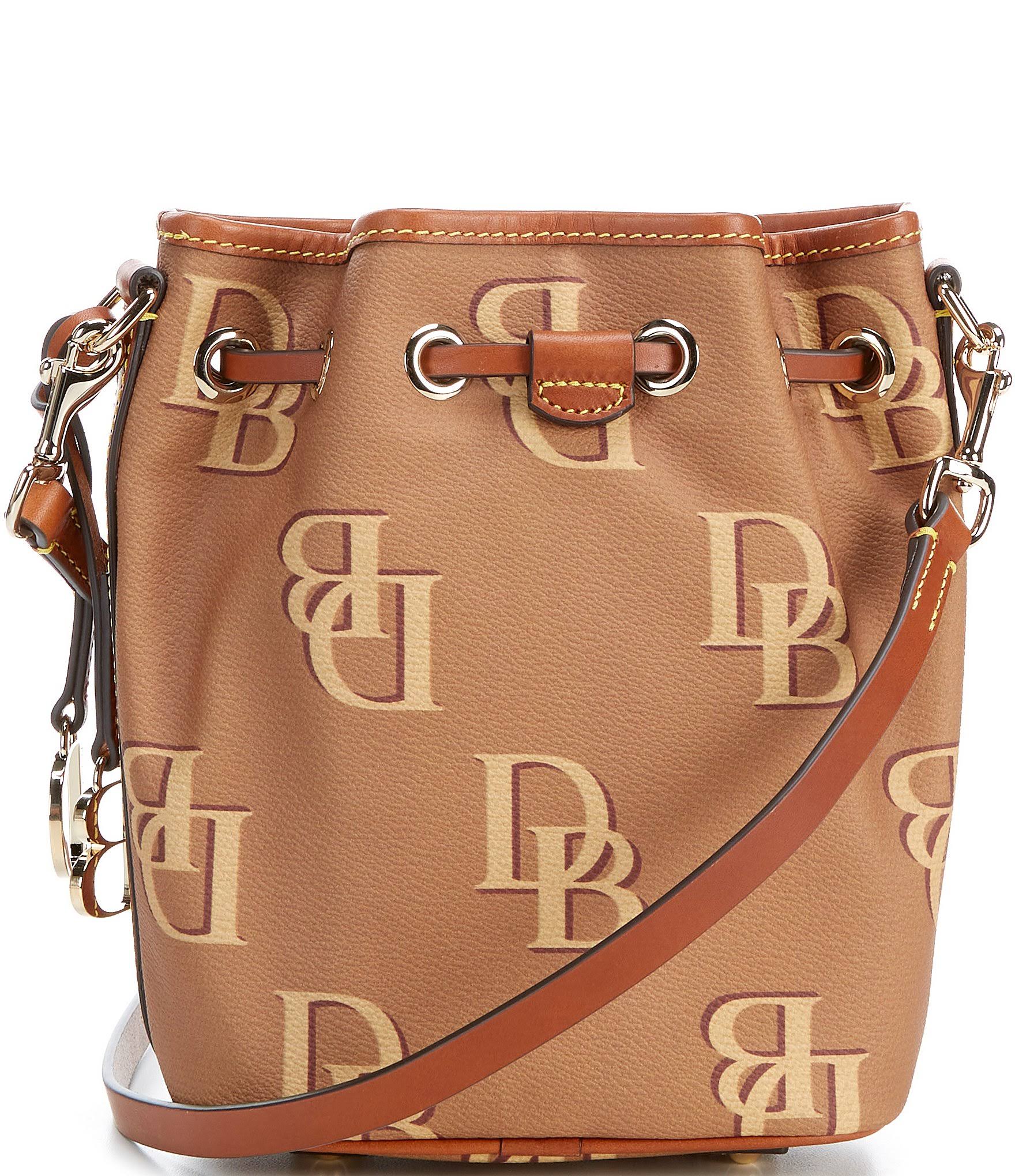 Dooney u0026 Bourke Coated Cotton Monogram Small Drawstring Bag ,Saddle