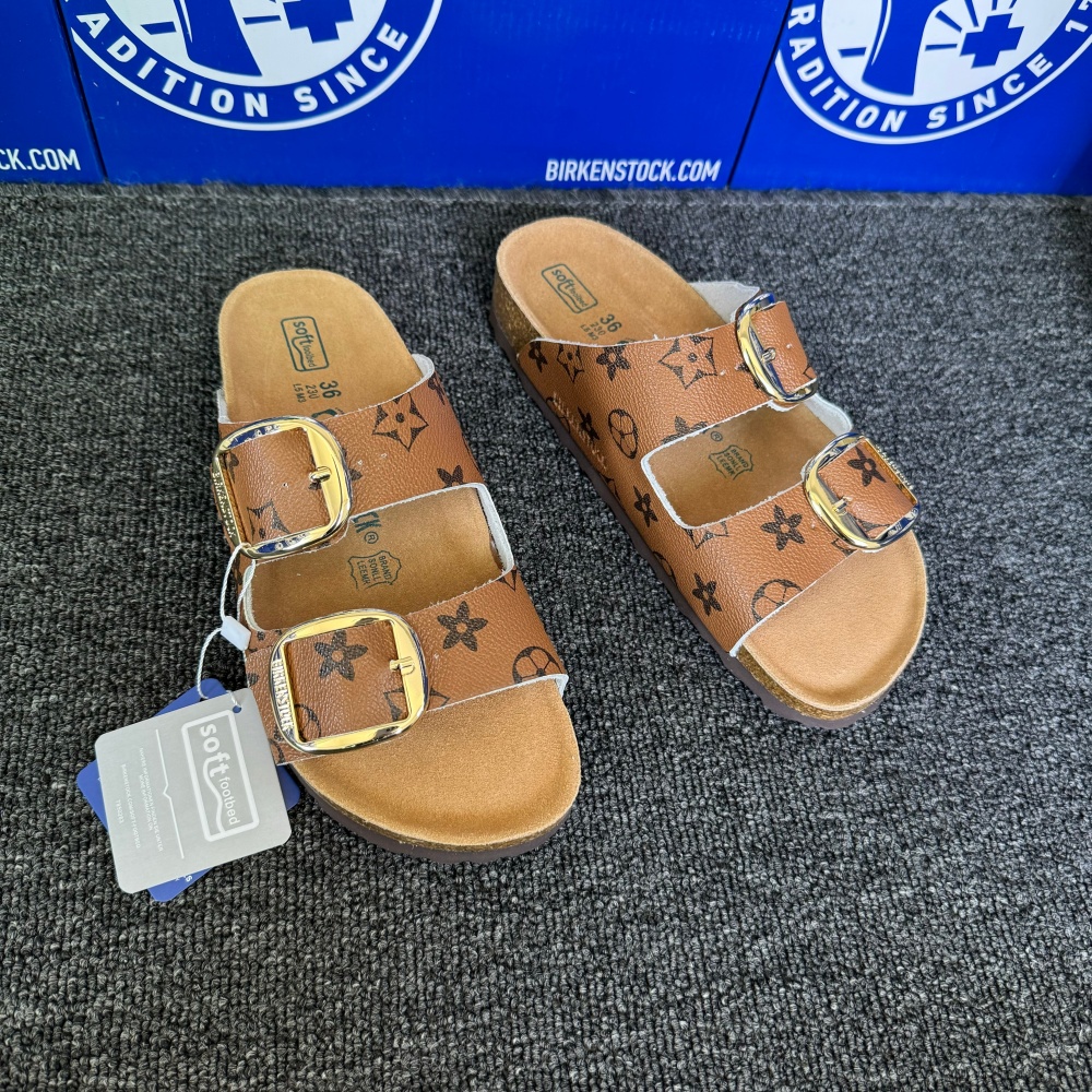 Birkenstock Arizona Louis Vuitton Monogram Print Sandals