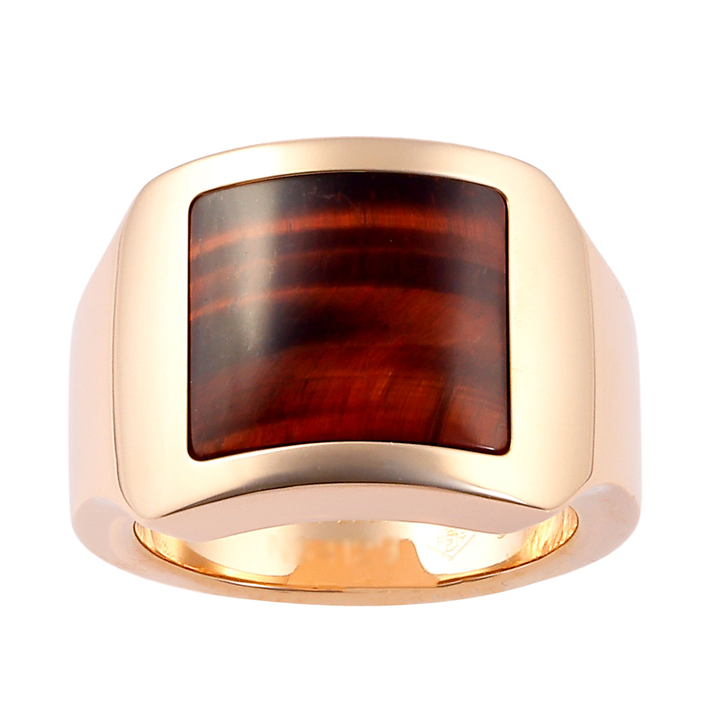 Cartier Santos Dumont Ring 18K Rose Gold Tiger Eye