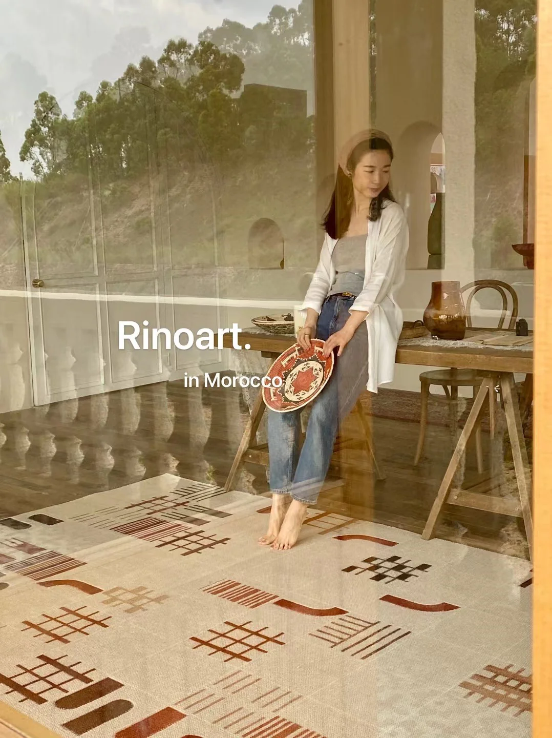 CP033 - Moroccan Wool Carpet is Here! Ruinai Imported Carpet Living Room Sofa Beige Abstract Art Weaving Blanket