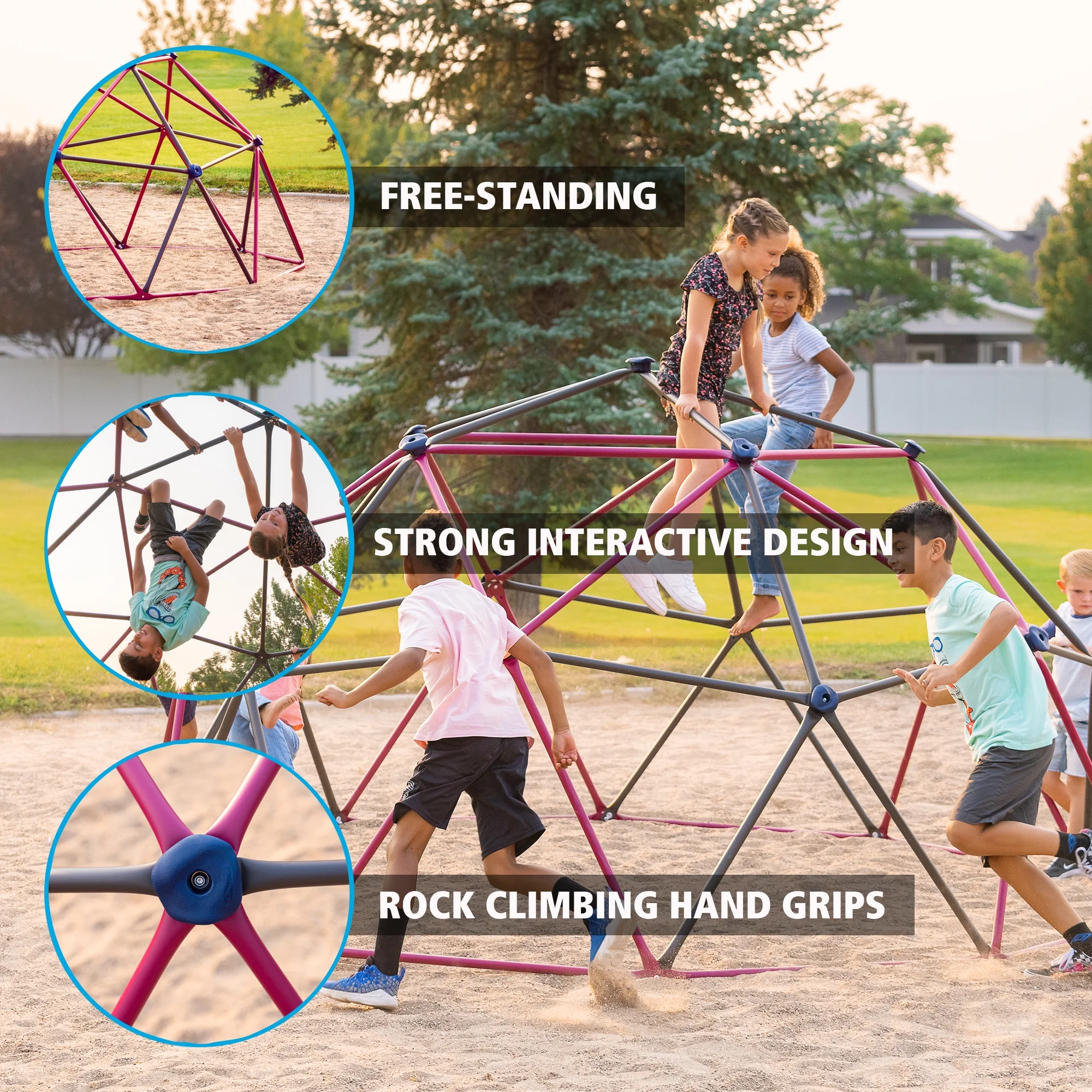 Lifetime Kid's Outdoor 5.5 ft. H x 11 ft. W Dome Climber, Berry and Brown (91088)