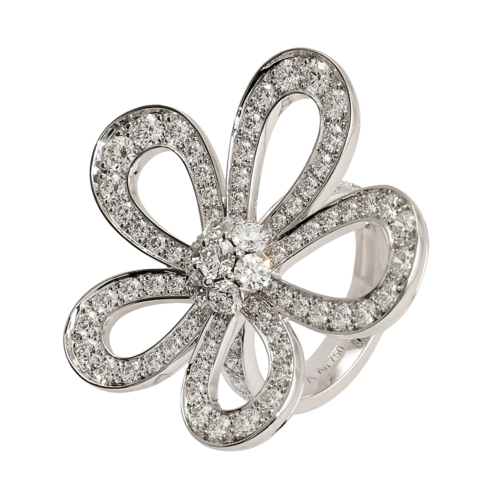 Van Cleef & Arpels Flower Lace Ring 18K White Gold Diamond VCARP05300