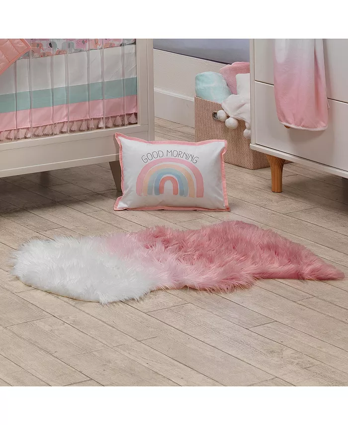 Lambs and Ivy Watercolor Pastel Pink White Ombre Dip-Dyed Nursery Area Rug