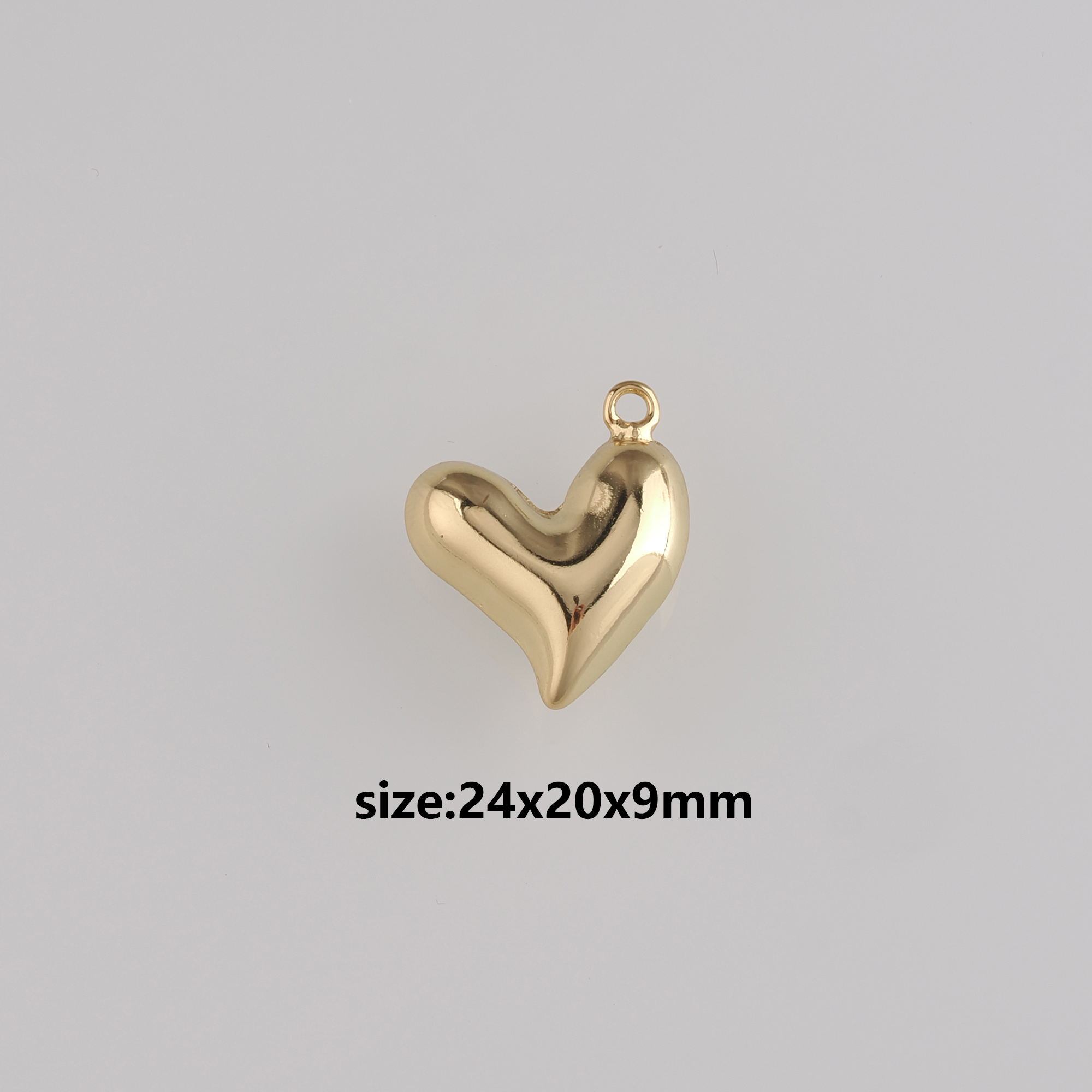 18K Gold Filled Heart Pendant,Gold Heart Charm Earrings Necklace for DIY Jewelry Making Supply