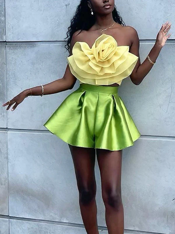 Strapless Floral Tube Crop TopClistos