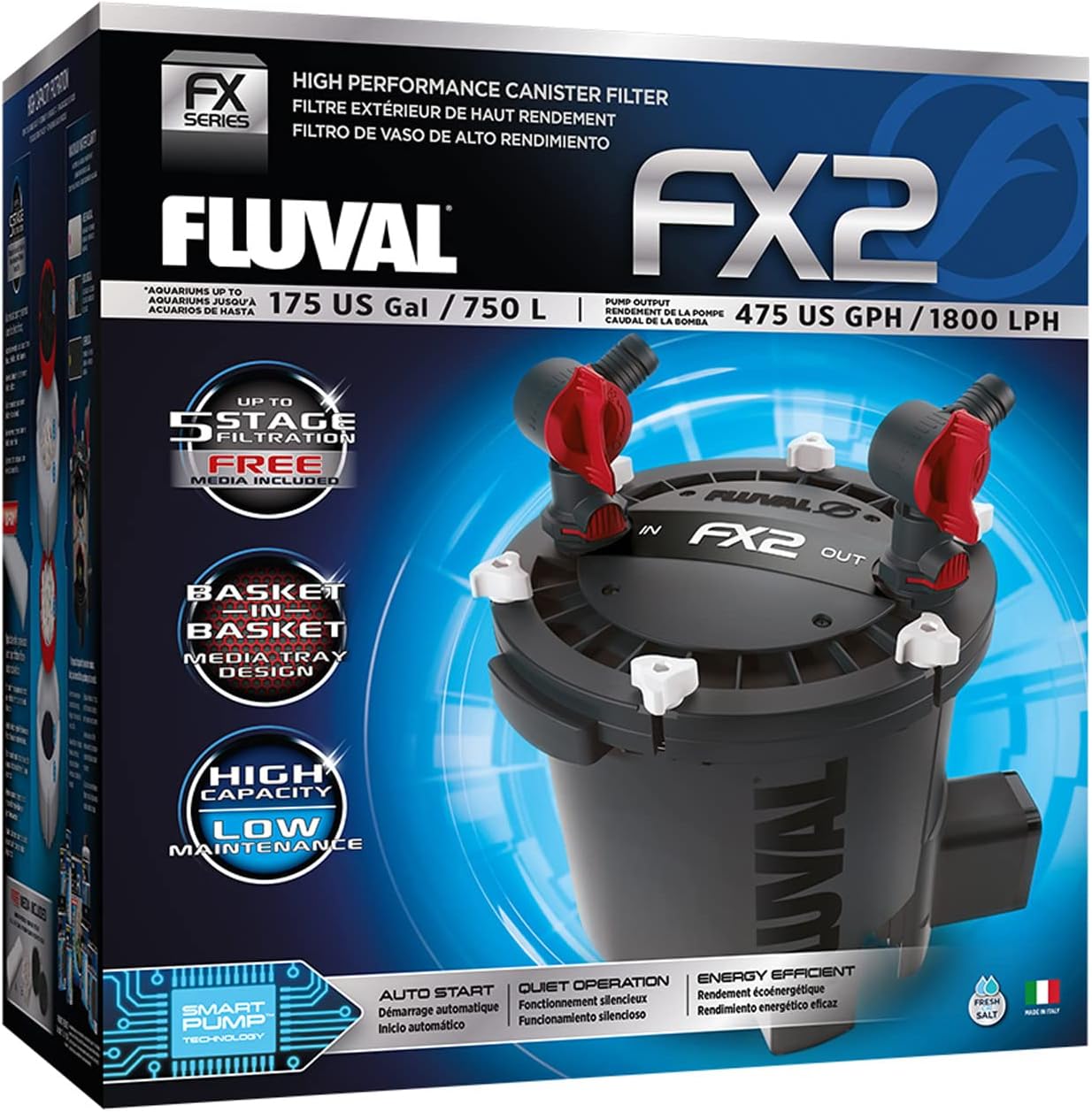 FX6 High Performance Aquarium Filter, Canister Filter for Aquariums up to 400 Gal.